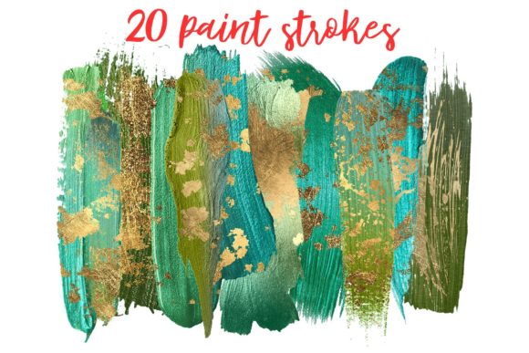 Gold Flakes Green Brush Strokes: A Creative Asset